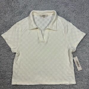 Atelier by Kirious Top Womens Large Cropped Collared Baby Doll Classic Checkered